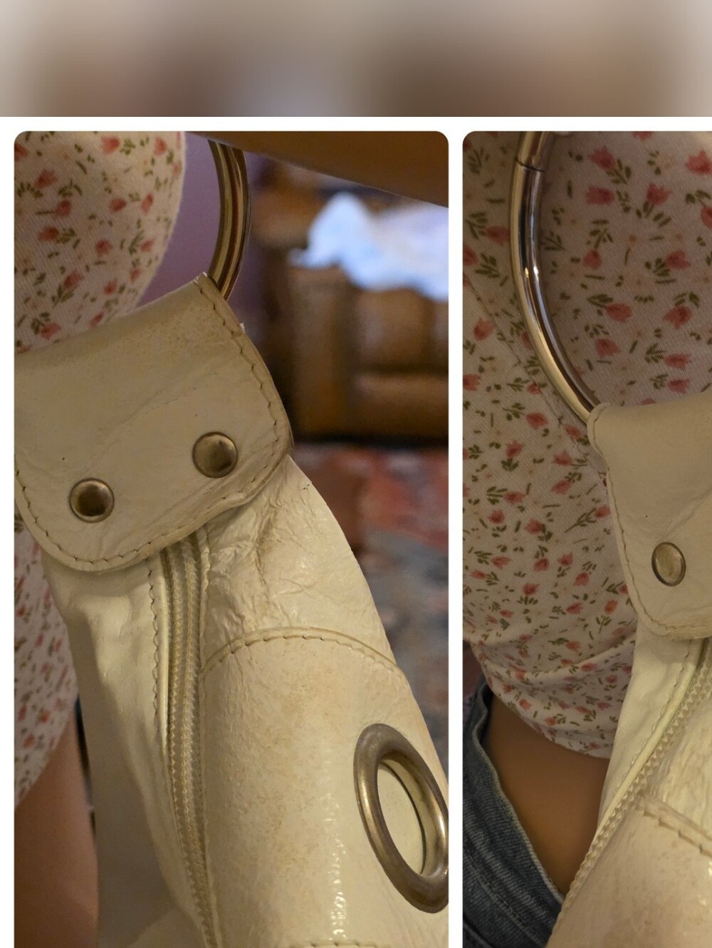 Y2K Vintage Rare Mussio DeGroot White Patent Leather Large Grommet Hobo Bag - Picture 17 of 17